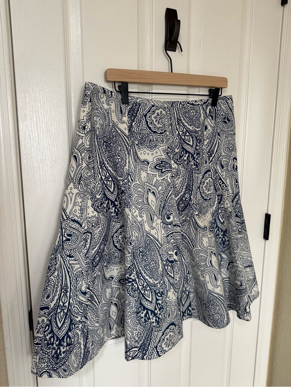 Talbots Navy Paisley Circle Skirt